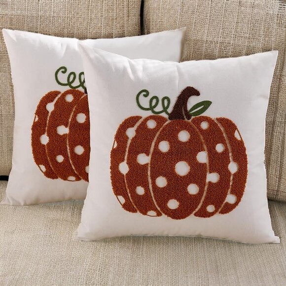 Pumpkin Pillow Covers Embroidered Fall Decor Thanksgiving Farmhouse Throw Cases - Picture 2 of 5